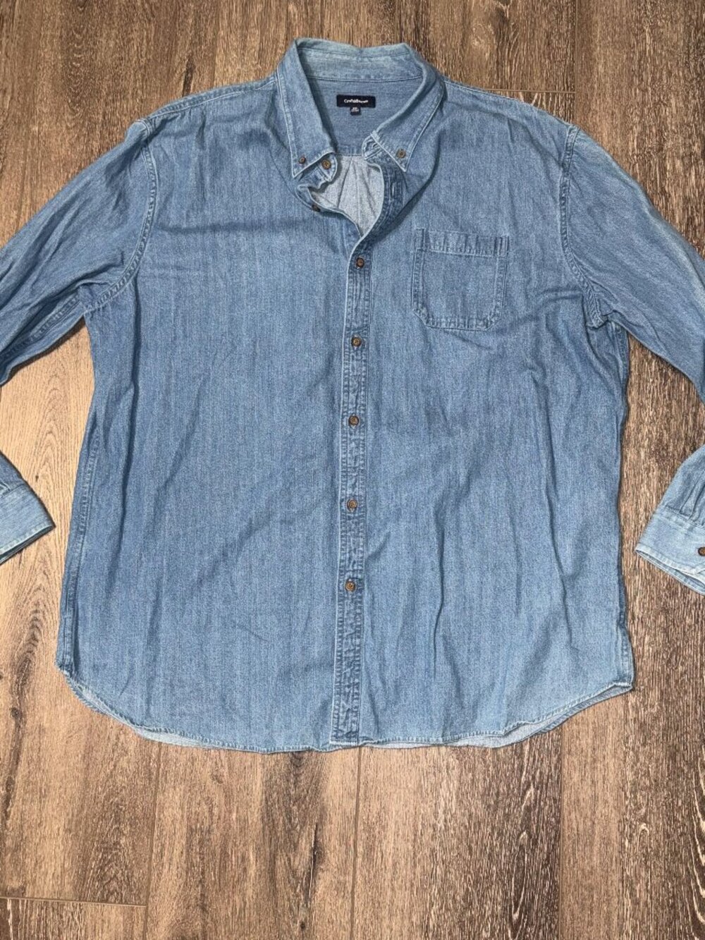 Croft & Barrow Denim Jean Shirt Men's 2XL Blue Button Down Long Sleeve Cotton